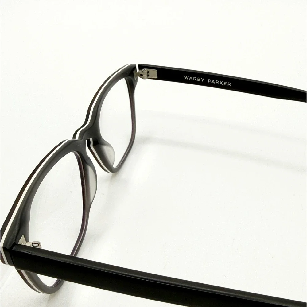 Warby Parker BRADY‎ 103 Black w/White Stripe Eyeglasses Frame 51-19-145